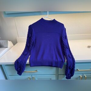 Anthropologie Maeve Purple Sweater with Floral Sleeves size XS